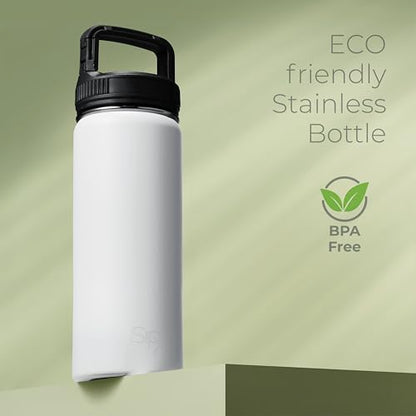 SipX™ 18 oz Insulated Water Bottle with 3 Lids – Leakproof Stainless Steel, Triple Insulated – Cold 24 Hours/Hot 12 Hours – Durable Bottle for School, Gym, Travel – White - color: White, size: 18 Ounces