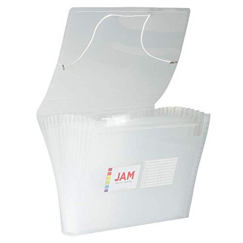 JAM PAPER 아코디언 폴더 - 13 포켓 플라스틱 확장 파일 - 레터 사이즈 - 22.9 x 33cm(9 x 13인치) - 투명 - 개별 판매 - color: 투명., size: Letter Size