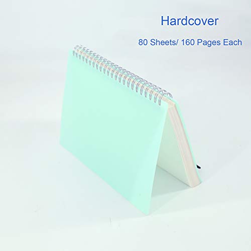 3 Pack A5 Spiral Graph Notebook with 120gsm Thick Paper, Grid Spiral Notebook with Plastic Hardcover and Elastic Band Closure, 80 Sheets Per Pack 5.7x 8.3 inches - size: A5