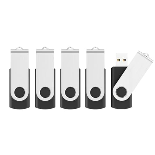 JUANWE 16GB USB Flash Drives 5 Pack, Bulk Thumb Drives USB 2.0 Foldable 360°Swivel USB Storage Flash Drive Memory Sticks, Jump Drive Mutipack Pen Drive Zip Drive Flashdrive for PC/Tablet, Black - color: 5 Pack, size: 16GB