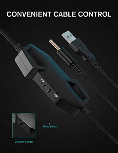 ZIUMIER Gaming Headset with Microphone, Compatible with PS4 PS5 Xbox One PC Laptop, Over-Ear Headphones with LED RGB Light, Noise Canceling Mic, 7.1 Stereo Surround Sound - color: Black