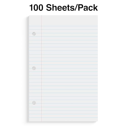 STAPLES College Ruled Filler Paper, 5.5” x 8.5”, 100 Sheets/Pack - style: 100 Pack