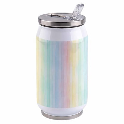 T&H XHome Stripes 10oz Stainless Steel Tumbler with Lid & Straw-Double Wall Vacuum Insulated Travel Mug Multi Stripe Farmhouse Watercolors Water Bottle Coffee Beverage Drinks Cup - size: 10 Ounces