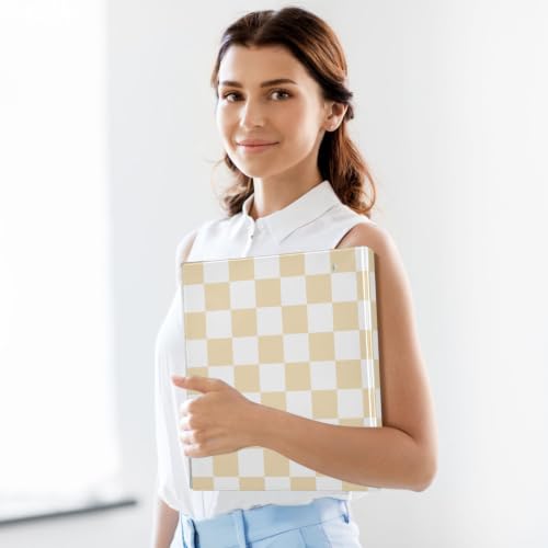 Custom 3 Ring Binder 1.5 Inch Round Rings Wheat Checkered Personalized Name Binders Organizer Fashion View Binder with 2 Pockets for School Office Supplies - color: Multi04