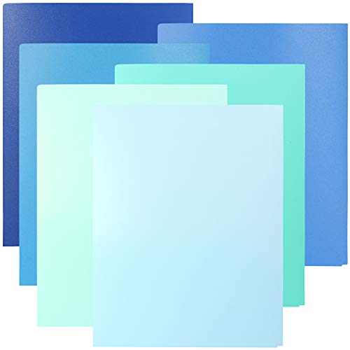 Youngever 6 Pack Heavy Duty Plastic Two Pocket Folders, Heavy Duty Plastic 2 Pocket Folder (Coastal Colors) - color: Coastal Colors