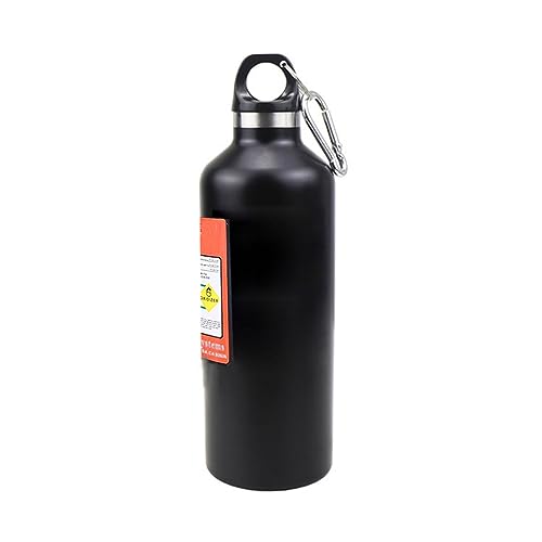 Thermoses Water Bottle Stainless Vacuum Cup 17oz Nitrogen Bottle Type Thermal Cold Insulation Reusable Sport Water Bottles Leakproof Carabiner Included Easy to Carry Work Sport Outdoor Hiking - color: Black