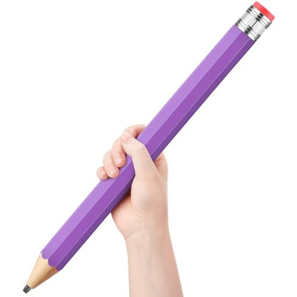 16 Inch Wooden Large Jumbo Pencils Giant Big Funny Wood Pencil with Cap and Eraser Fun Novelty Gifts for Kids School Kindergarten Home Office Prop Supplies(Purple) - color: Purple