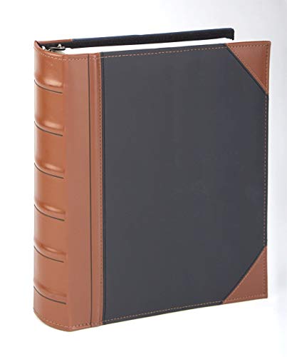 Executive Binder, English Leather 2 Tone with Stitching and Ribbed Spine, Heavy Duty 3 D-Ring with Boosters, Black (1" inch, 1PK) - size: 1 Inch