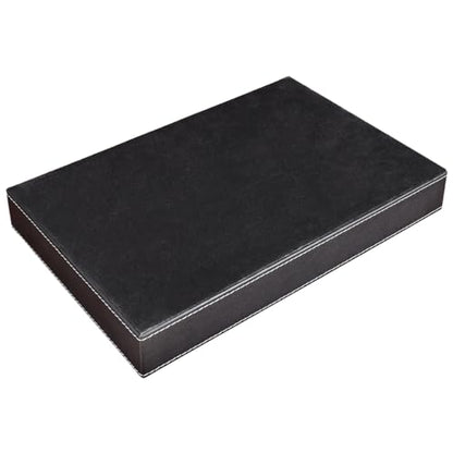 KINGFOM Pu Leather Desk Organizer Tray, 4 Compartment Office Storage Supplies Stationery Drawer Tray, Nightstand Bedside Tray for Key, Wallet, Sunglass, Watch, Coin, Phone Valet Tray Stackable Black - color: Black