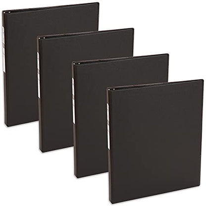 Avery Economy 3 Ring Binder, 1/2 Inch Round Rings, 4 Black Binders (03201) - style: 4 Pack