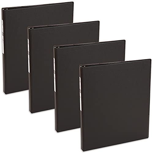 Avery Economy 3 Ring Binder, 1/2 Inch Round Rings, 4 Black Binders (03201) - style: 4 Pack