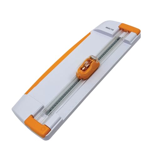 12" Portable Paper Cutter with Safety Guard for Precise Trimming of A4 Paper, cardstock & Photos. Ideal for Scrapbooking & Invitations. (Orange) - style: Dual-track Sliding Paper Cutter