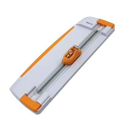 12" Portable Paper Cutter with Safety Guard for Precise Trimming of A4 Paper, cardstock & Photos. Ideal for Scrapbooking & Invitations. (Orange) - style: Dual-track Sliding Paper Cutter