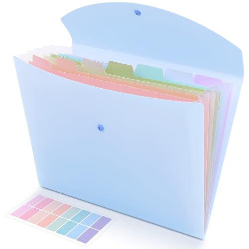 SKYDUE Cute Accordion File Organizer, Expanding File Folder with 8 Pockets, Document Organizer with Colorful Tabs for School, Office, Hospital Tax, Receipts Storage Letter/A4 Size Blue - color: Blueviolet