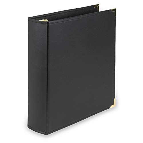 Samsill Classic Collection Leather 3 Ring Binder, Executive Presentation Portfolio, 2 Inch (Holds 425 Sheets), Brass Round Ring, Black - color: Black, size: 2 Inch, style: Classic