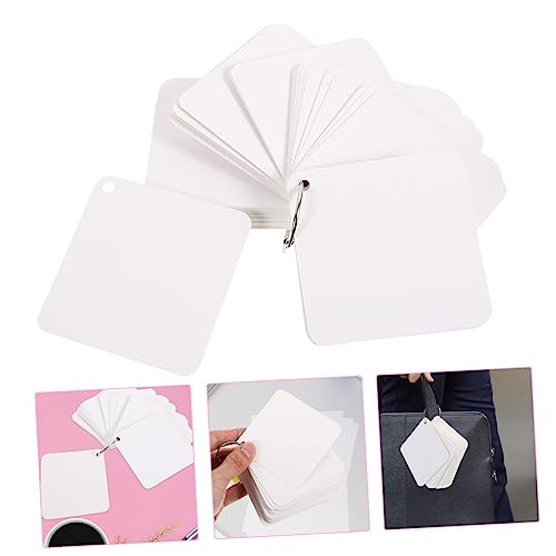 200pcs Blank Flash Cards Index Notecards Metal Binder Ring for Home School Classroom Boys and Girls - size: 9.8X9.8X0.01CM