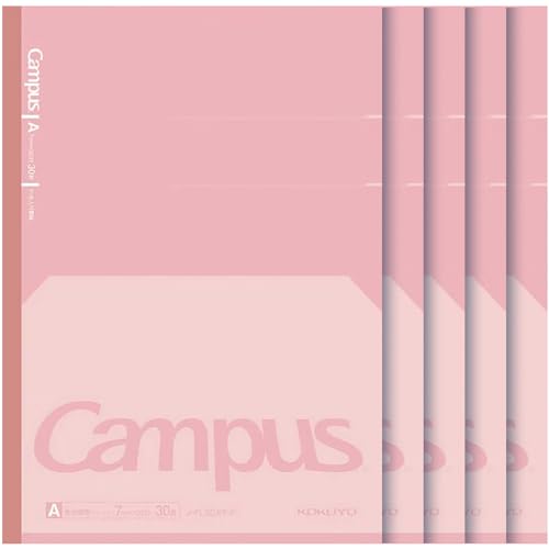 KOKUYO Composition Notebooks, 7" x 10" Kimochii Dot Lined Notebook, 30 Sheets College Ruled Paper, 5 Pack Pink B5 Notebook for School and Work, School Supplies Comp Book for Note Taking - color: Pink, size: 7mm Dot Ruled
