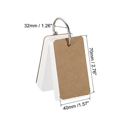 PATIKIL Blank Index Cards with Ring, 600Pcs Blank Flash Card 2.8x1.6" Study Note Cardstock for Memory Learning Studying Office Supplies, Brown White - color: Brown White