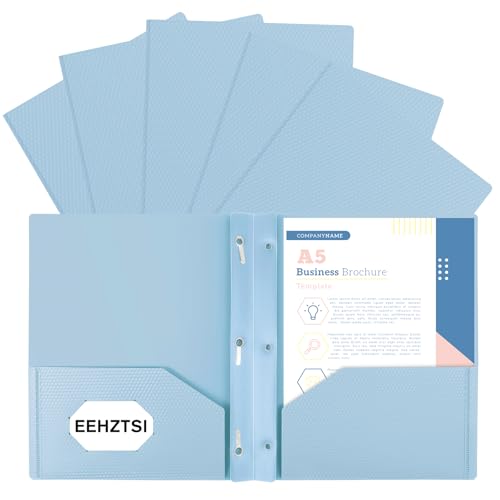 Plastic andPockets and Prongs,2-Pocket and3 Fasteners, Pastel Folders Holds 8-1/2" x 11" Paper for School/Office/Home, 6 Packs - color: Gray-green, size: 6-Pack