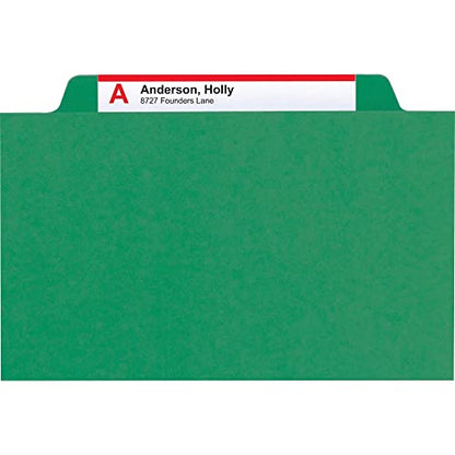 Smead Pressboard Classification File Folder with SafeSHIELD Fasteners, 1 Divider, 2" Expansion, Letter Size, Green, 10 per Box (13733) (Pack of 1) - color: Green