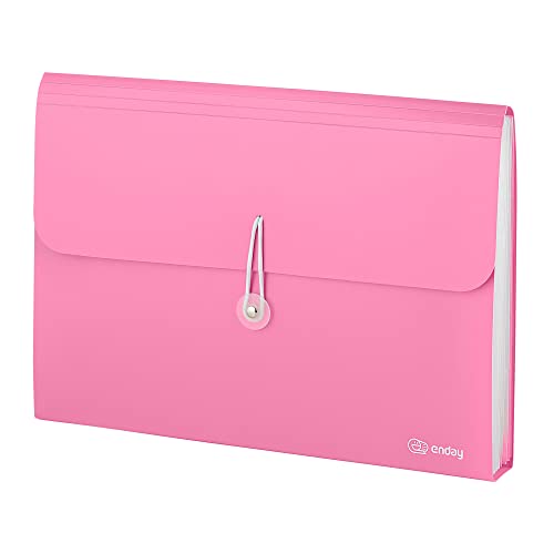 Accordion File Organizer Pink, 7 Pocket Expanding File and Cover Folder with Labels, Plastic Portable Desktop Letter A4 Paper, Also Available in Red, Purple, Green, Blue, Grey, 1 Pc – By Enday - color: Pink, size: 7 POCKET