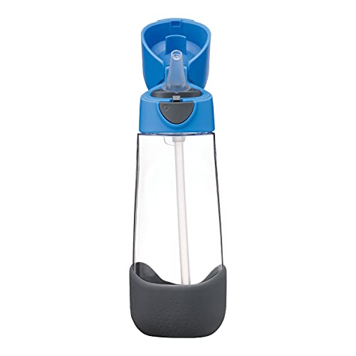 b.box 20oz Tritan Kids Water Bottle - Kids Water Bottle w/Straw for School, Sports, Daycare - Leakproof - Ergonomic Triangle Grip - Dishwasher Safe, BPA Free, PFAS Free - Blue Slate - color: Blue Slate, size: 20 Ounces