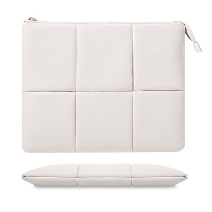 MoKo 13.3-14 Inch PU Leather Laptop Sleeve Fit with New Mac Neo 13", Mac Air 13'' M5 2026, Mac Pro 14'' M5, Mac Pro 13" M2/M1, Built-in Elastic Band, Laptop Carrying Case, White - color: White, size: 13.3-14 inch