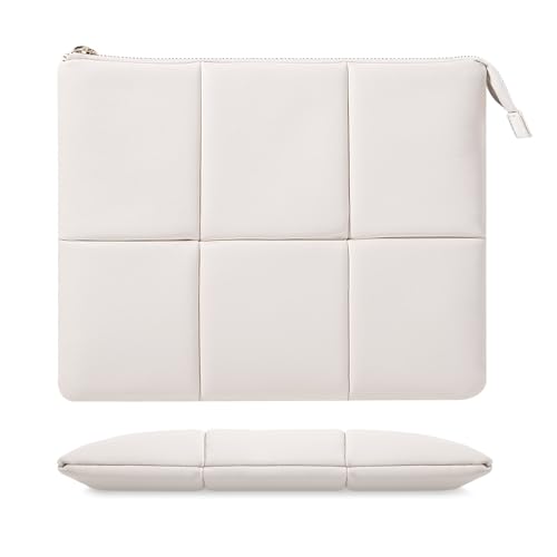 MoKo 13.3-14 Inch PU Leather Laptop Sleeve Fit with New Mac Neo 13", Mac Air 13'' M5 2026, Mac Pro 14'' M5, Mac Pro 13" M2/M1, Built-in Elastic Band, Laptop Carrying Case, White - color: White, size: 13.3-14 inch