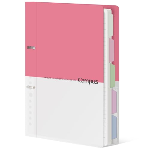 KOKUYO 5 Subject Spiral Notebook Journal, Campus 110 Sheets A4 Refillable Notebook with Dividers Tabs, College Ruled Binder Notebook for Work School Note taking, Light Pink - color: Pink, size: A4