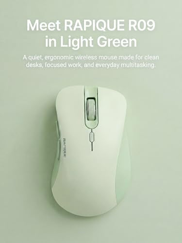 RAPIQUE Bluetooth Wireless Mouse, Dual Bluetooth & 2.4GHz USB Receiver, Right-Hand Design, Quiet Clicks, Low Power, Multi-Device Compatibility for MacBook, Laptop, Computer, iPad, PC - Sage Green - color: Sage Green