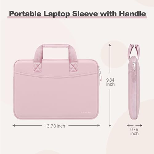 Laptop Case 13.3 inch,13-13.3 inch Laptop Sleeve Bag Compatible with MacBook Neo 13/Air 13 13.6/Pro 13/Pro 14,HP Dell ASUS Lenovo,Neoprene Computer Bag with Handle&Curved Pocket,Pink - color: Pink, size: 13.3 inch