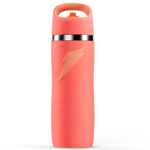 Gatorade 'Overtime' 22oz Stainless Steel Water Bottle, Straw Cap, Coral - color: Coral, size: 22 Ounces, style: Straw Cap
