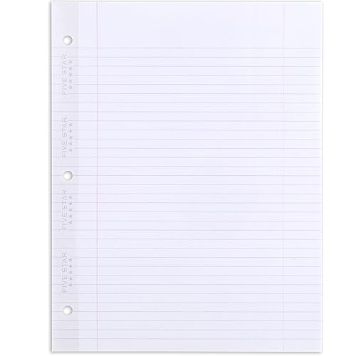 Five Star Insertable Loose Leaf Paper, 3 Pack, Notebook Paper, College Ruled Filler Paper to Add Pages, Reinforced, 8-1/2" x 11", 75 Sheets per Pack (52168) - size: 3 Pack