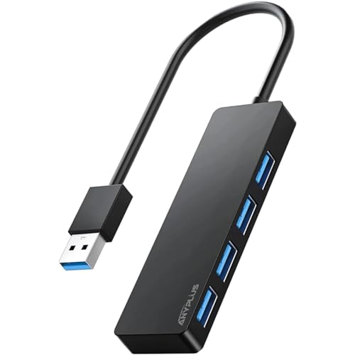 USB 3.0 Hub, 4 Port USB Hub Splitter,Portable USB Adapter Mini Multiport Expander for Desktop, Laptop, Xbox, Flash Drive, HDD, Console, Printer, PC, Keyboards, HP, Dell - color: Black-Plastic, size: 25cm