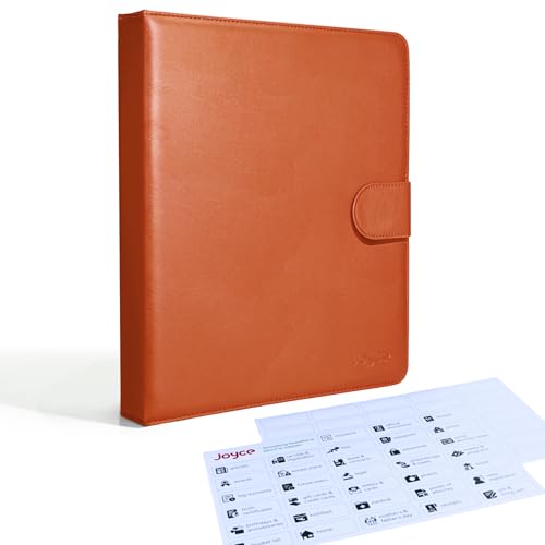 JOYCE Important Document Organizer 14 Expanding Pockets,Brown | Waterproof leather binder with 13 Card Slots for Passports, Birth Certificates, Tax Files and Wills - color: Brown