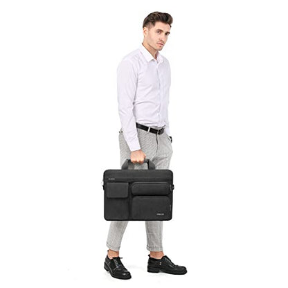 MOSISO Laptop Shoulder Bag 14 inch, 14 inch Computer Bag | Compatible with HP Lenovo Dell ASUS Acer, Dell Latitude with 2 Raised&1 Flapover&1 Horizontal Pocket&Handle&Belt, Slate Gray - color: Slate Gray, size: 14 inch