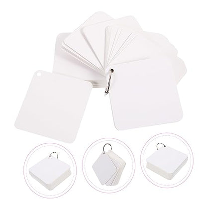 Blank Flash Cards 200-piece Index Cards Metal Ring Binder Pre-punched Holes for Learning Organization