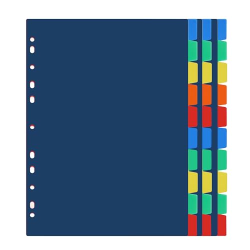 Darice 10-Tab Plastic Dividers 30 Pcs - Binder Dividers with Tabs - Multicolored Plastic Divider for 3 Ring Binder - File Organization – Ideal for School, Office - color: 10-tab 30 Pack/No Pockets