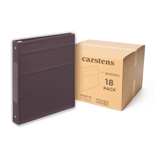 Carstens 1-Inch Heavy Duty 3-Ring Binder - Side Opening, Plum, Durable Plastic, No-Gap Rings, Waterproof Cover, No Pockets, Holds 125 US Letter Sheets, BPA-Free, Made in USA (8712-3R), Case of 18 - color: Mulberry, size: Case of 18