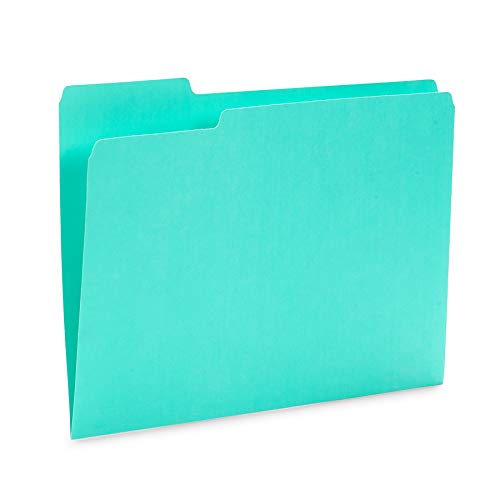 Blue Summit Supplies 100 File Folders, Letter Size, 1/3 Cut, Ocean Tones | Durable 11pt, 1/3 cut top tab, blue and green ocean tones, for office, school, and home filing - color: Ocean Tone