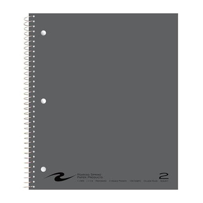 ROARING SPRING 2 Subject Spiral Notebook, 11" x 9", College Ruled, 100 Perforated Sheets, Assorted Glasscoat Covers, 2 Double Storage Pockets, Made in USA - size: 11" x 9" 100 Sheets (Pack of 1), style: Single Notebook