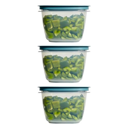 Rubber maid Storage Containers, Easy Find Lids, Teal, 7 cup, Flex & Seal, Leak Proof Lids, Food Storage Set, Clear Meal Prep Flex Containers, 3 Piece Bundle Set - size: 7 Cup