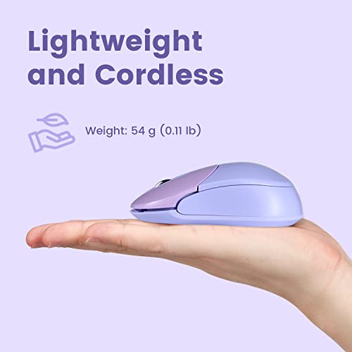 Perixx PERIMICE-802PP Wireless Bluetooth Mouse - Portable Design - Compatible with Windows, iOS, and Android PC, Laptop, Tablet, and Smartphone - Purple - color: Purple, size: Pack of 1