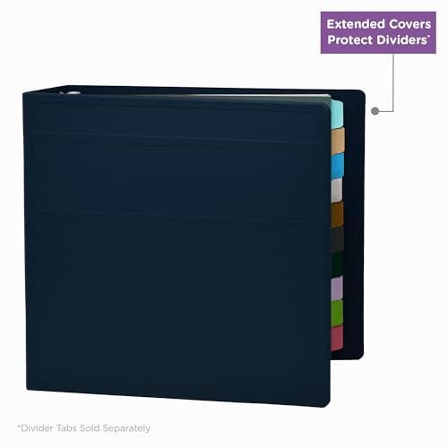 Carstens 4-Inch Heavy Duty 3-Ring Binder - Side Opening, Navy Blue, Durable Plastic, Precision No-Gap Rings, Waterproof Cover, No Pockets, Holds 600 US Letter Sheets, BPA-Free, Made in USA (1849-3R) - color: Navy Blue, size: Individual