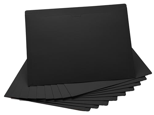 Black File Jackets, Flat-No Expansion, Letter Size, Reinforced Straight-Cut Tab, 10 Pack - color: Black