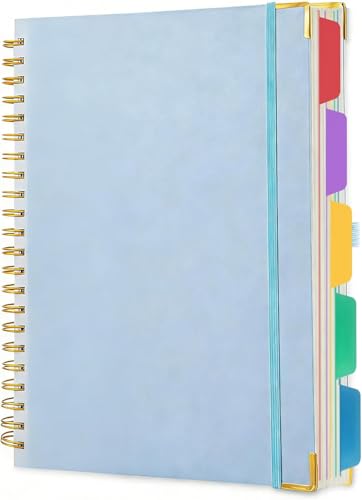 VANRTTO 5 Subjects Hardcover Spiral Notebook College Ruled Lined B5 Blue | Hardcover 8.0x10 IN Spiral Notebook With Removable Tab Dividers, 110 GSM Paper Notebooks for Work, 300 Pages B5 Notebooks - color: DTB5 BLUE, size: 8.0 x 10 IN B5