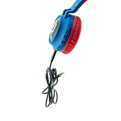 PowerLocus Kids Headphones Wireless, Bluetooth Headphones for Kids Over Ear, LED Lights, 85dB Safe Volume Limit, Foldable, Micro SD Mode, Built-in and Line-in Microphone for Phones,Tablets,Laptop - color: N-Red