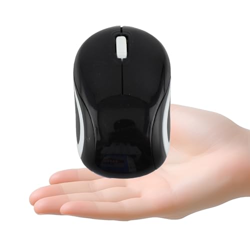 elec Space Mini Small Wireless Mouse for Kids Children 3-7 Years Old Child Size Optical Portable Mini Cordless Mice with USB Receiver for Laptop Computer (Black) - color: Black
