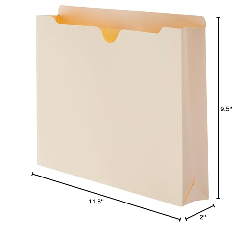 Amazon Basics Reinforced File Jackets, Letter Size, Straight-Cut Tab, 2 Inch Expansion, Manila, 50-Pack - size: 2 Inch Expansion, style: 50-Pack
