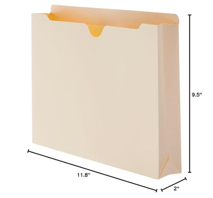 Amazon Basics Reinforced File Jackets, Letter Size, Straight-Cut Tab, 2 Inch Expansion, Manila, 50-Pack - size: 2 Inch Expansion, style: 50-Pack